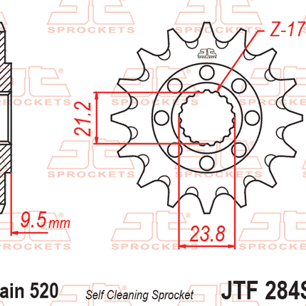 FRONT SPROCKET JTF284.14SC JT, Lightweight Self-Cleaning