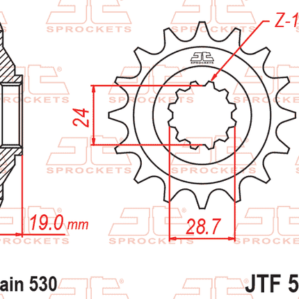 FRONT SPROCKET JTF527.17 JT, 530 Chain Conversion