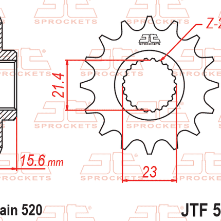 FRONT SPROCKET JTF577.15RB JT, OE Rubber Cushioned