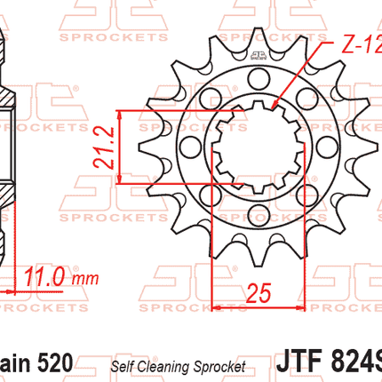 FRONT SPROCKET JTF824.13SC JT, Lightweight Self-Cleaning