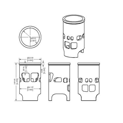 Cylinder Sleeve 81-81 Suzuki RM 125 54mm Vintco SLS06A