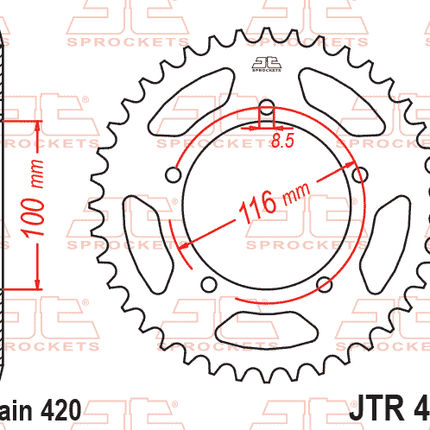 Rear Sprocket Steel 464 5-HOLE, Kawasaki KX60, JTR464.44