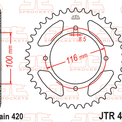 Rear Sprocket Steel 461 4-HOLE JTR461.52