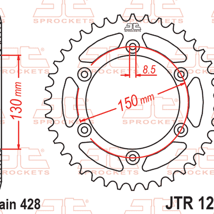 Rear Sprocket JTR1244.54 Steel, Honda Road Jt