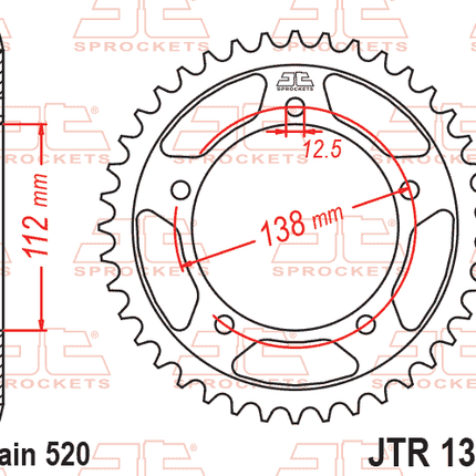 Rear Sprocket Steel Hard Zbk, C45 INDUCTIONJTR1316.41ZBK