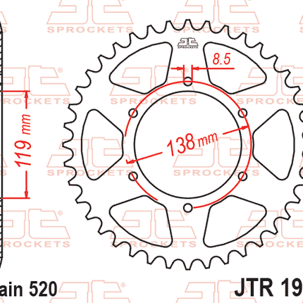 Rear Sprocket JTR1950.50 Steel Black SR1950-50