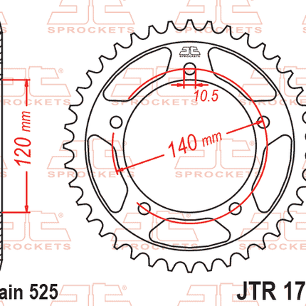 Rear Sprocket Steel Hard Zbk, C45 INDUCTIONJTR1792.48ZBK