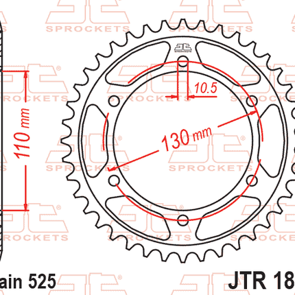 Rear Sprocket Alloy Black JTA1876.43BLK Jt Chain