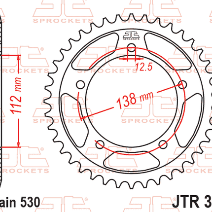 Rear Sprocket JTR302.43 Steel, Honda Road Jt