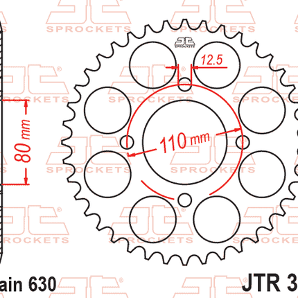 Rear Sprocket JTR333.41 Steel, Honda Road Jt