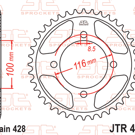 REAR SPROCKET STEEL JTR462.54, CHAIN 428 Conversion, JTR456.54, SR462- SR462-54