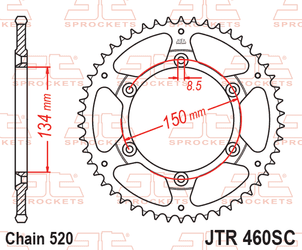 Rear Sprocket Steel Blk JTR460.50SC, Lightweight Self-cleaning, JTR460.50, JTR46050