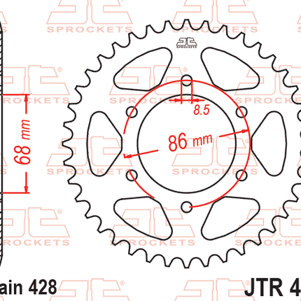Rear Sprocket JTR468.36 Steel, Honda Road Jt
