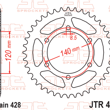 Rear Sprocket JTR469.44 Steel, Honda Road Jt
