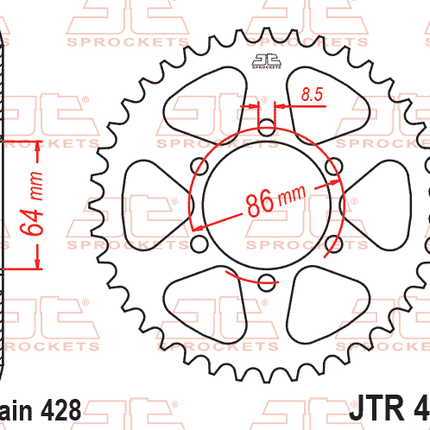 Rear Sprocket JTR471.45 Steel, Honda Road Jt