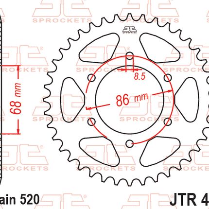 Rear Sprocket JTR473.40 Steel, Honda Road Jt