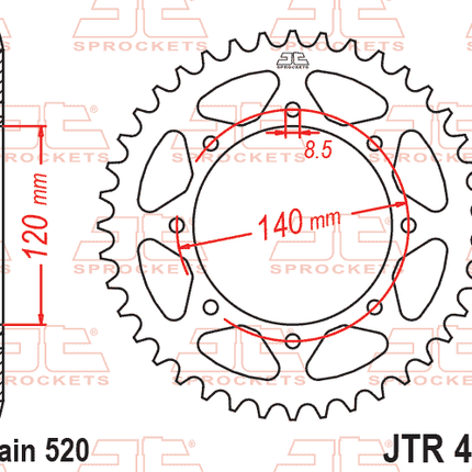 Rear Sprocket JTR487.38 Steel, Honda Road Jt