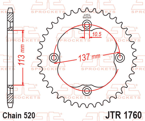Rear Sprocket Steel JTR1760.38, Black, SR1760-38