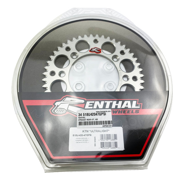 Rear Sprocket Alloy Renthal 47T, 2025 Gasgas/husqvarna/ktm, Ultralite 518U-420-47GPSI