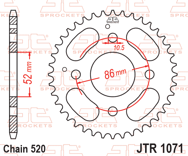 Rear Sprocket JTR1071.31 Jt, Jt Steel 520 Kymco 50/150