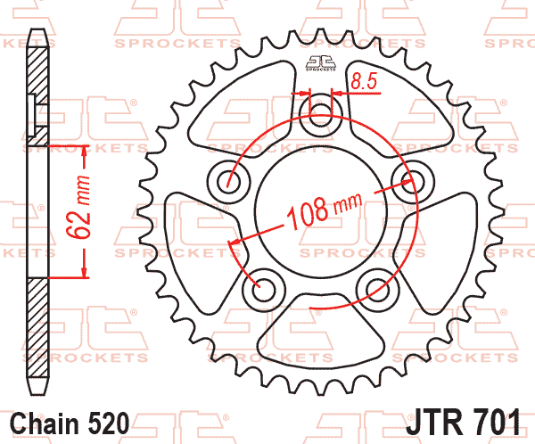 Rear Sprocket JTR701.40 Jt 520