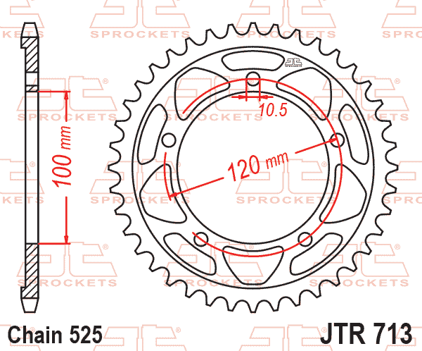 Rear Sprocket JTR713.40 Steel, Road