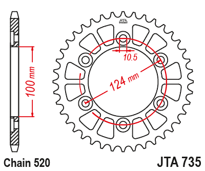 Rear Sprocket Alloy Silver 735, JTA735.40