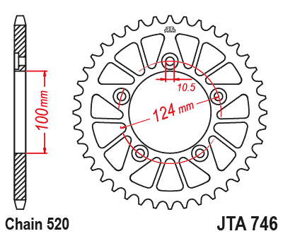 Rear Sprocket Alloy Black JTA746.48BLK Jt Racelite 7075-T6
