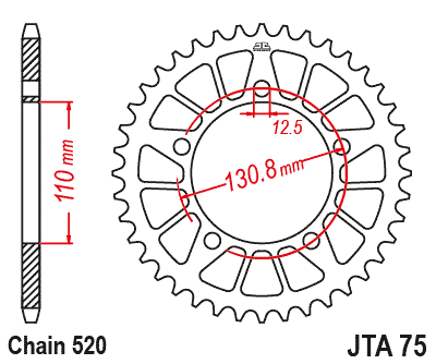 REAR SPROCKET ALLOY JTA75.40, BMW 520 Chain Conversion