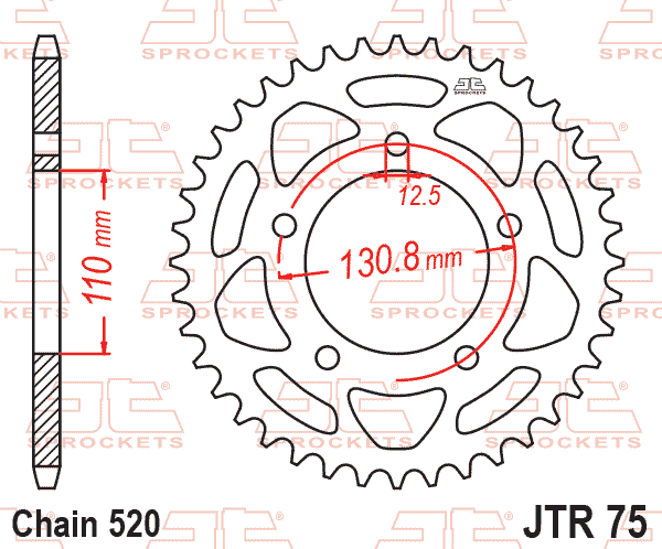 REAR SPROCKET STEEL JTR75.44, BMW 520 Chain Conversion