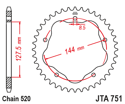 Rear Sprocket Alloy JTA751.38BLK