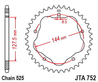 Rear Sprocket Alloy JTA752.41BLK Black