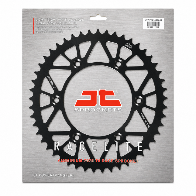 REAR SPROCKET ALLOY BLACK, JTA762.44BLK.7075-T6 Aluminium. DUCATI 520 Chain Conversion