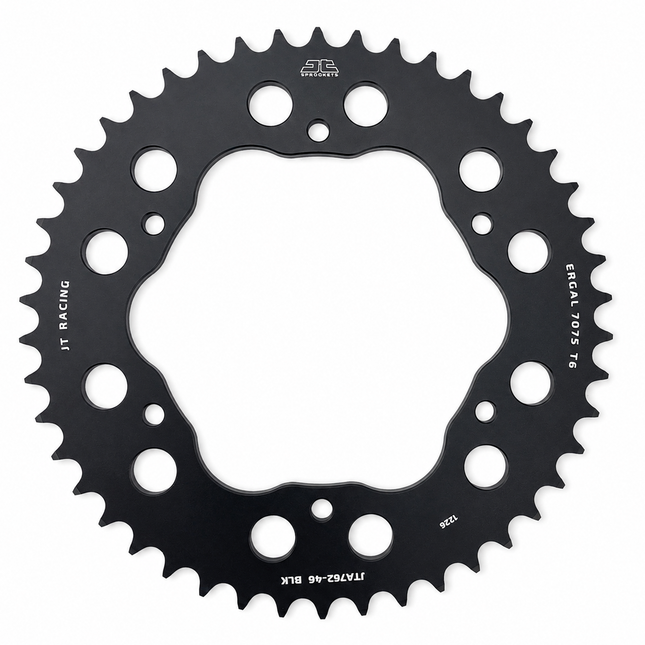 REAR SPROCKET ALLOY BLACK, JTA762.46BLK.7075-T6 Aluminium. DUCATI 520 Chain Conversion