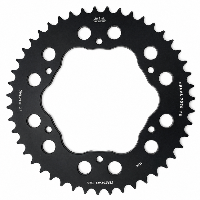 REAR SPROCKET ALLOY BLACK, JTA762.47BLK.7075-T6 Aluminium. DUCATI 520 Chain Conversion