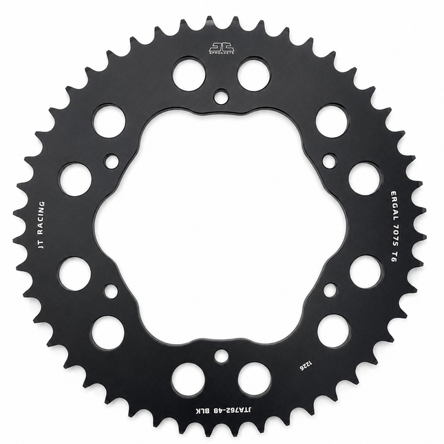 REAR SPROCKET ALLOY BLACK, JTA762.48BLK.7075-T6 Aluminium. DUCATI 520 Chain Conversion