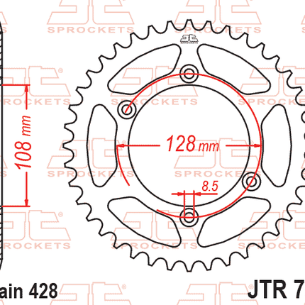 Rear Sprocket JTR797.57 Jt 428, Steel 797-57