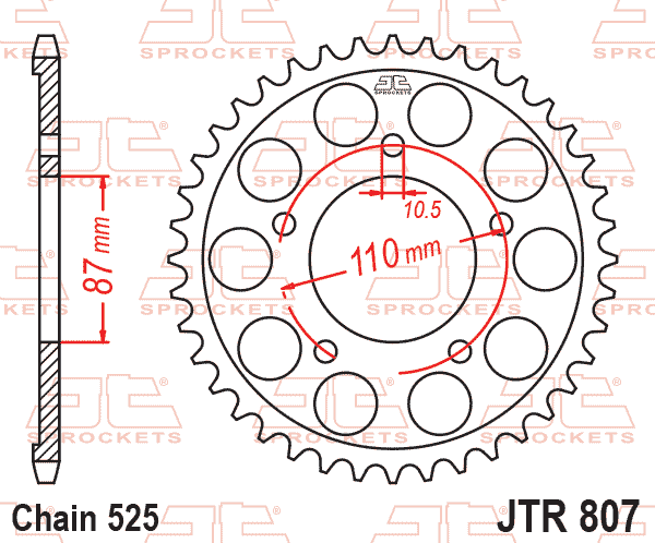 Rear Sprocket Steel JTR807.45