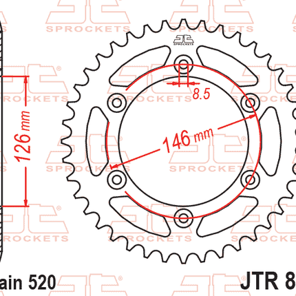 Rear Sprocket Steel Hard Zbk, C45 Induction JTR808.41ZBK
