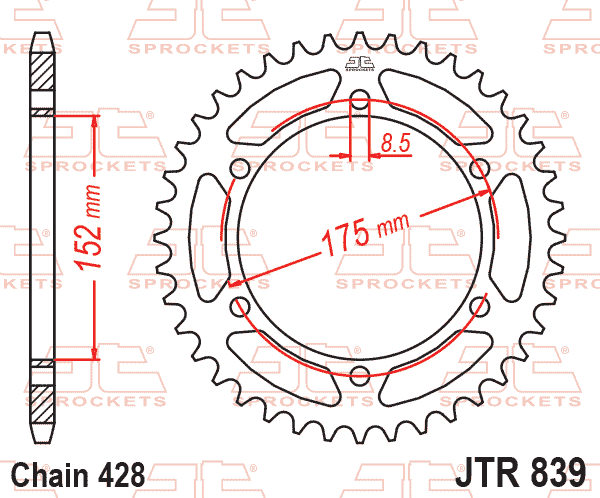 Rear Sprocket JTR839.57 Steel Black