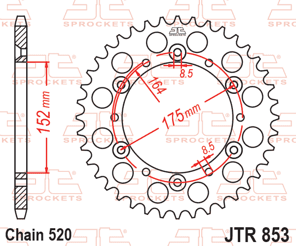 Rear Sprocket Steel JTR853.43 Black