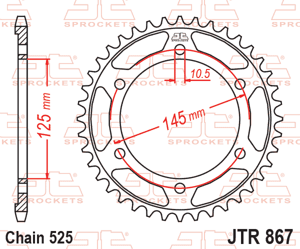 Rear Sprocket JTR867.42 Steel, Honda Road