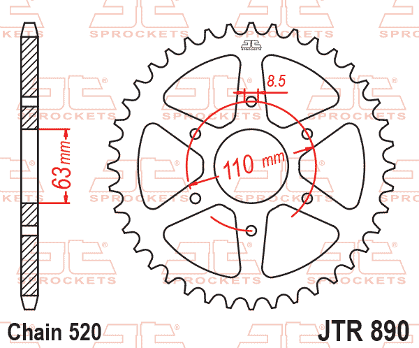 Rear Sprocket JTR890.44ZBK Jt Steel Black 520