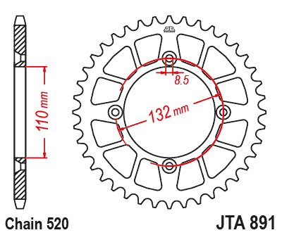 Rear Sprocket JTA891.46ORG Orange, Road KTM Alloy