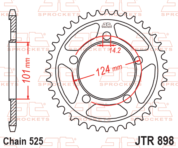 Rear Sprocket Steel Hard Zbk, C45 Induction JTR898.41ZBK, SR898.41ZBK