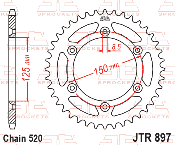 Rear Sprocket Steel JTR897 Jt JTR897.42, SR897-42