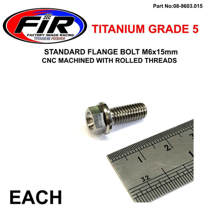 Titanium GR5 Bolt M6 x 15mm Each, Flange OD: 11mm / Hex Size: 8mm, /