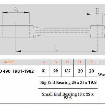 Connecting Rod Kit Maico 490 81-82, Psychic RX-12004