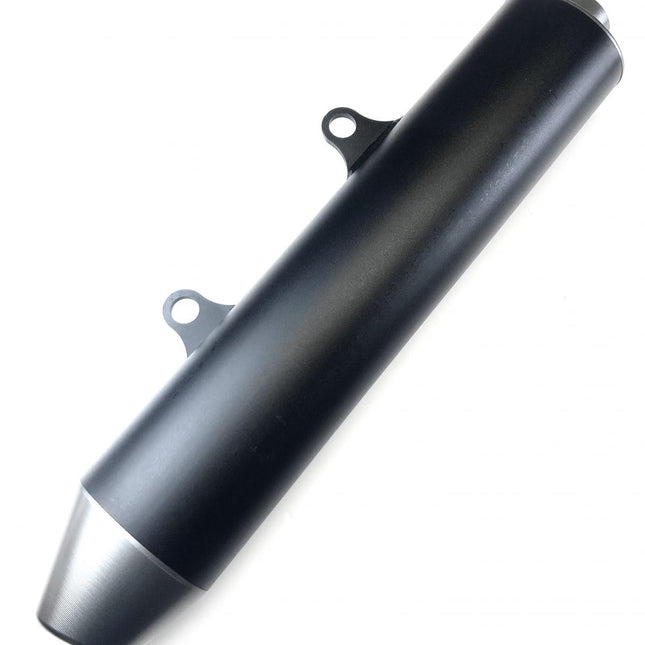 Universal KTM Style Silencer 540mm 100x70mm Oval Body Cnc Billet Cap 30mm Inlet Black Alloy Body