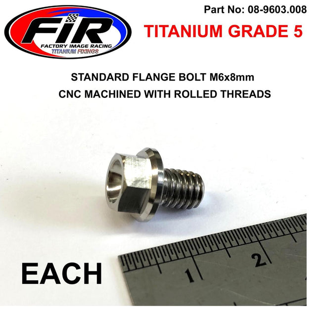 Titanium GR5 Bolt M6 x 8mm Each, Flange OD: 11mm / Hex Size: 8mm, / Water Pump Bolt